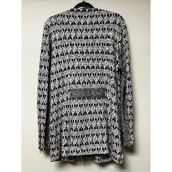 LUCKY BRAND Long Moto Jacket, Black and White, Sz L - Picture 12 of 16